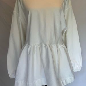 ZARA PEPLUM CREAM SWEATSHIRT-TIE BACK-SIZE LARGE